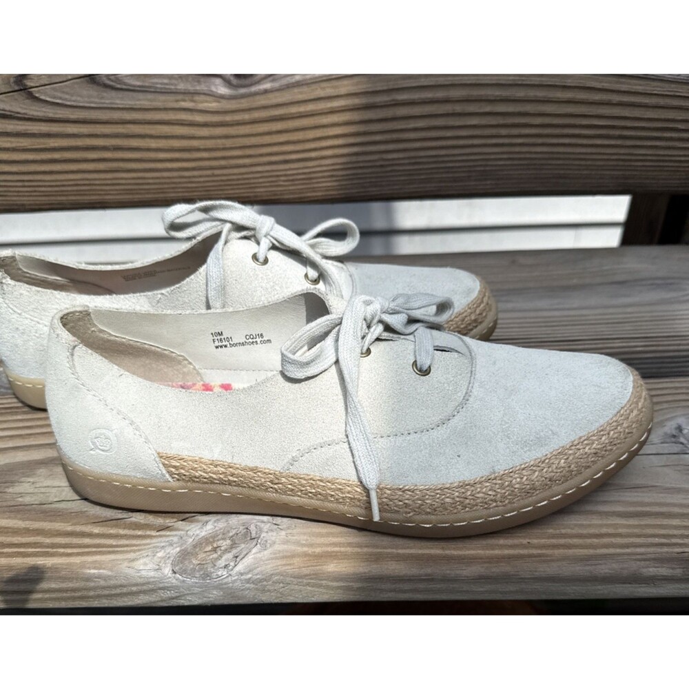 Born Capella Leather Sneakers 10M Ivory Espadrille Comfort Excellent Cond - Picture 6 of 13